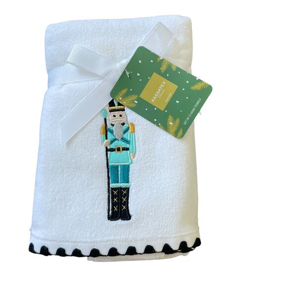Kassatex Embroidered NUTCRACKER Hand Towels Set of 2 Christmas Fine Linens New - Picture 15 of 16